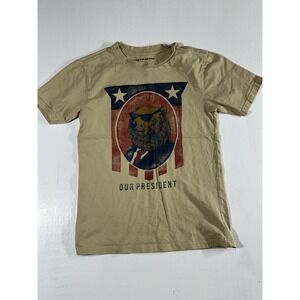 Lucky Brand Boys 10-12 President Short Sleeve T-Shirt Tan Graphic Casual
